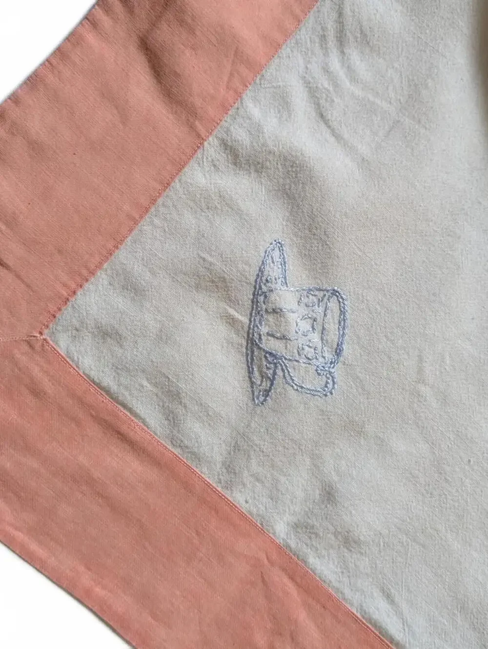 Vintage Bistro Linen Table Cloth Hand Embroidery 32